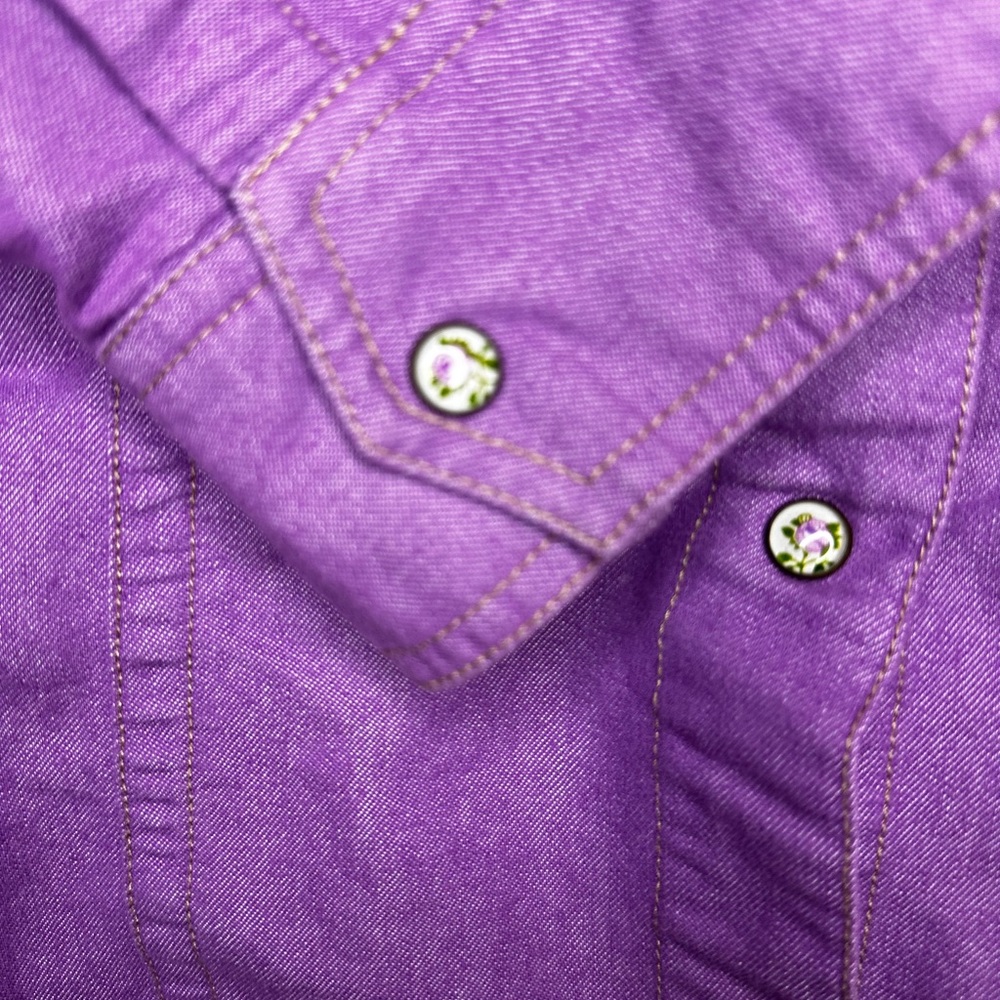 Bit & Bridle L Purple Cowgirl Western Snap Button Shirt L Large - Picture 6 of 9